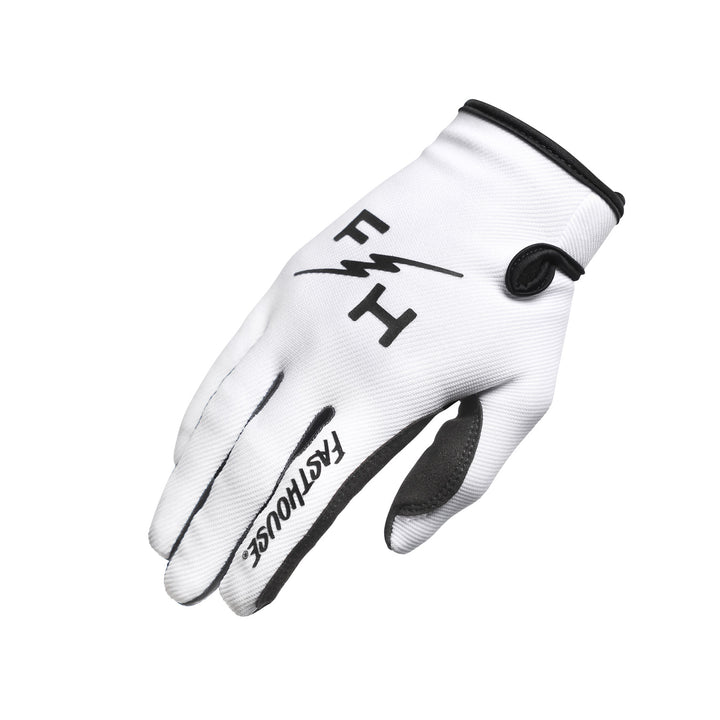 Fasthouse Youth Carbon Eternal Gloves White - Back of Right Hand View