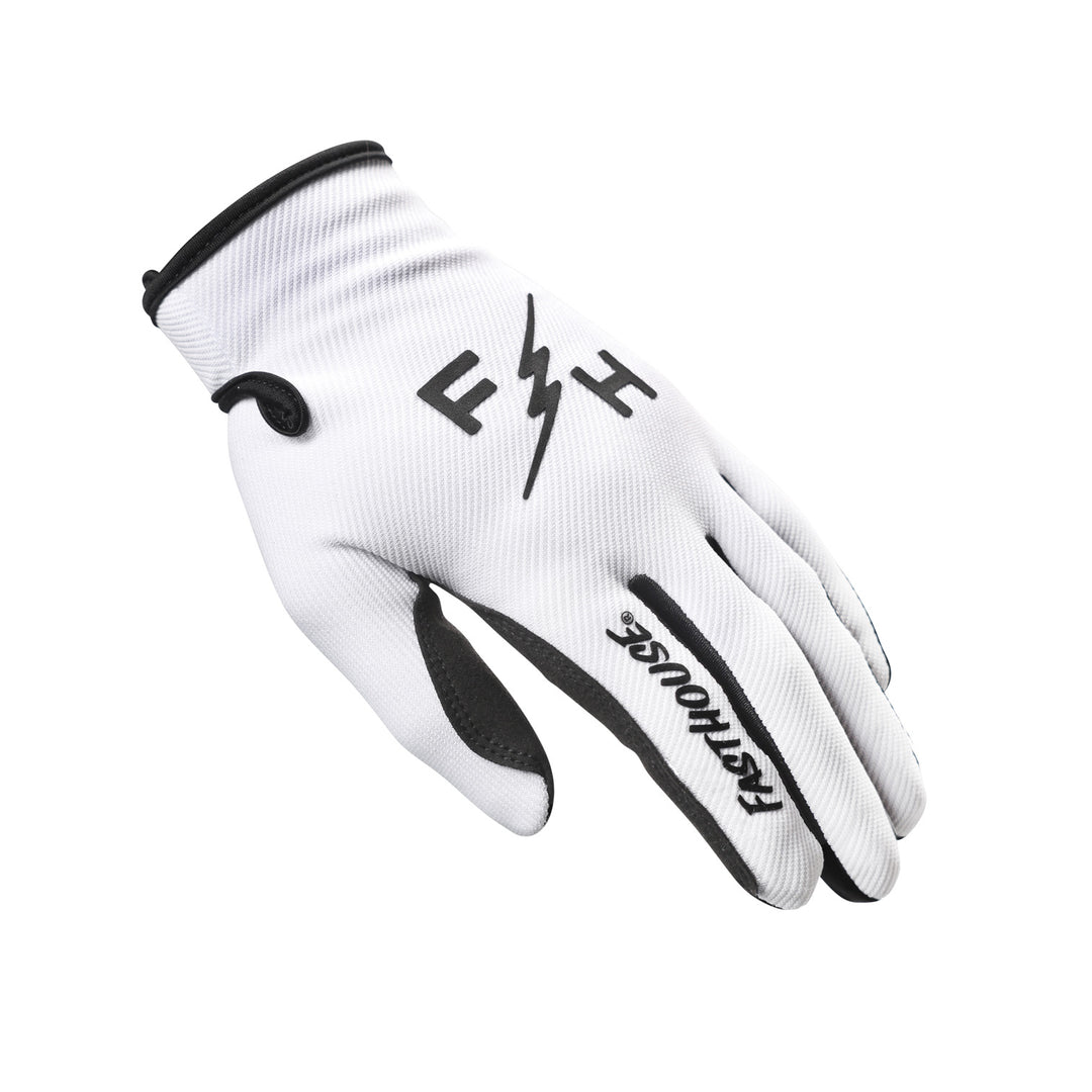 Fasthouse Youth Carbon Eternal Gloves White - Back of Left Hand View