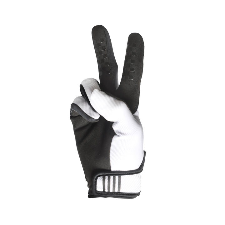 Fasthouse Youth Carbon Eternal Gloves White - Palm View of Peace Sign