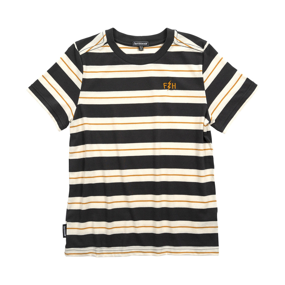 Fasthouse Youth Defector Stripe Tee Natural/Black - Front View