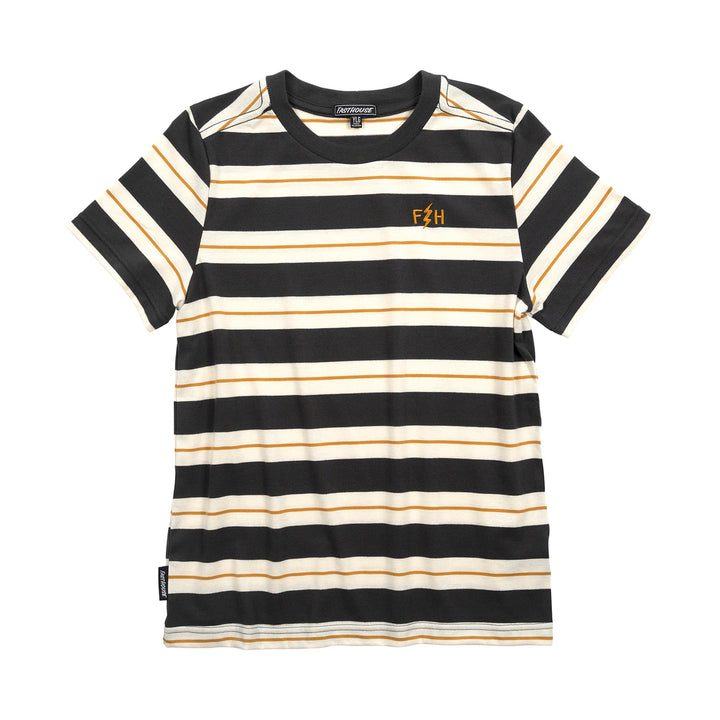 Fasthouse Youth Defector Stripe Tee Natural/Black - Front View