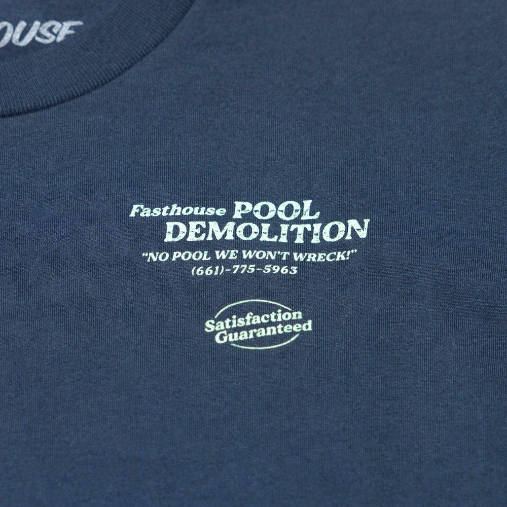 Fasthouse Youth Demolition SS Tee Navy - Close-Up of Graphic on Front