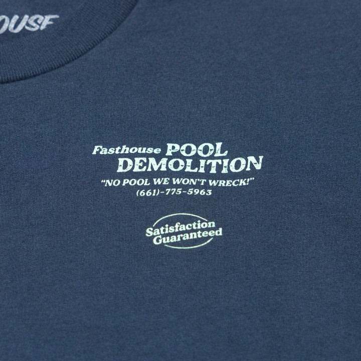 Fasthouse Youth Demolition SS Tee Navy - Close-Up of Graphic on Front
