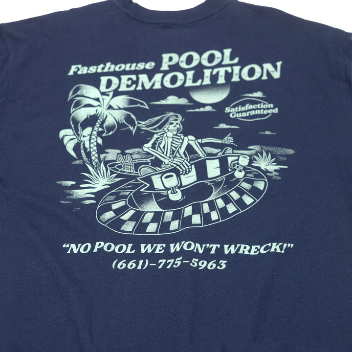 Fasthouse Youth Demolition SS Tee Navy - Close-Up of Graphic on Rear