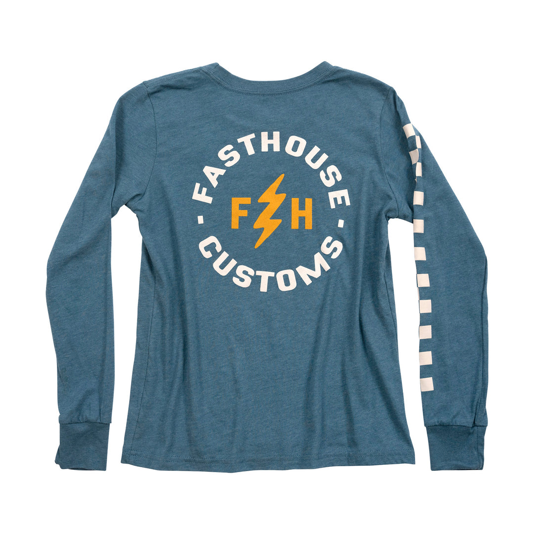 Fasthouse Youth Easy Rider Long Sleeve Tee Heather Teal - Rear View