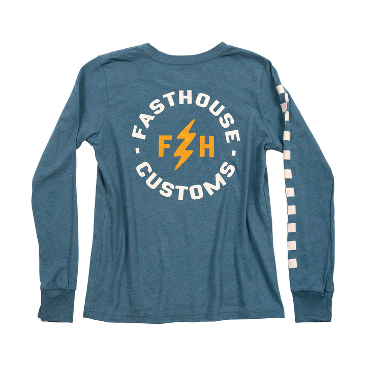 Fasthouse Youth Easy Rider Long Sleeve Tee Heather Teal - Rear View