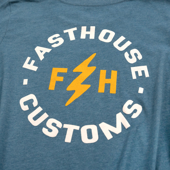 Fasthouse Youth Easy Rider Long Sleeve Tee Heather Teal - Close-Up of Graphic on Back