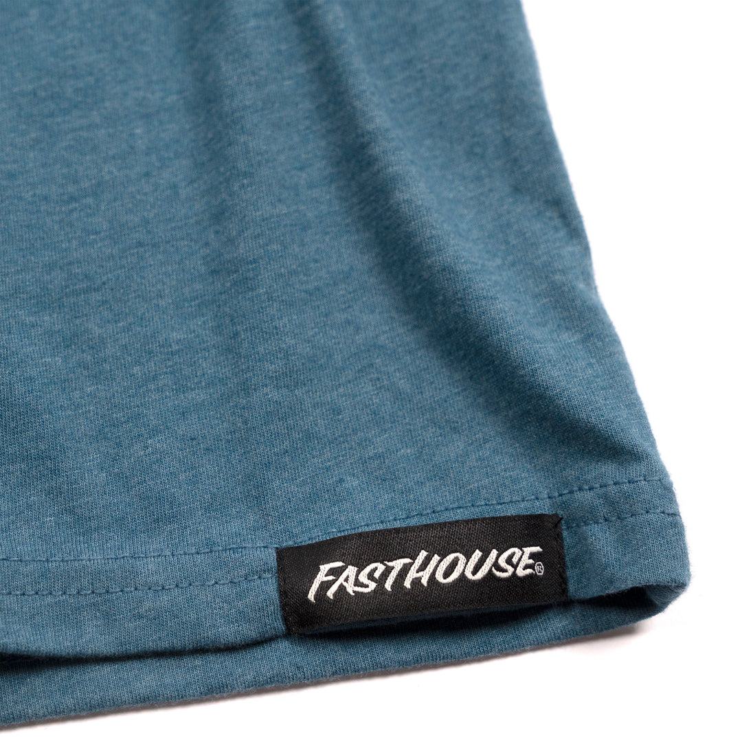 Fasthouse Youth Easy Rider Long Sleeve Tee Heather Teal - Close-Up of Tag Sewn into Hem