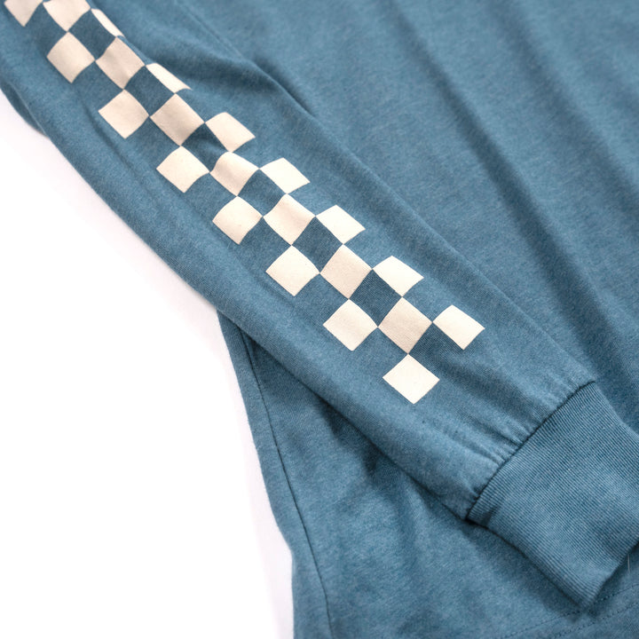 Fasthouse Youth Easy Rider Long Sleeve Tee Heather Teal - Close-Up of Graphic on Sleeve