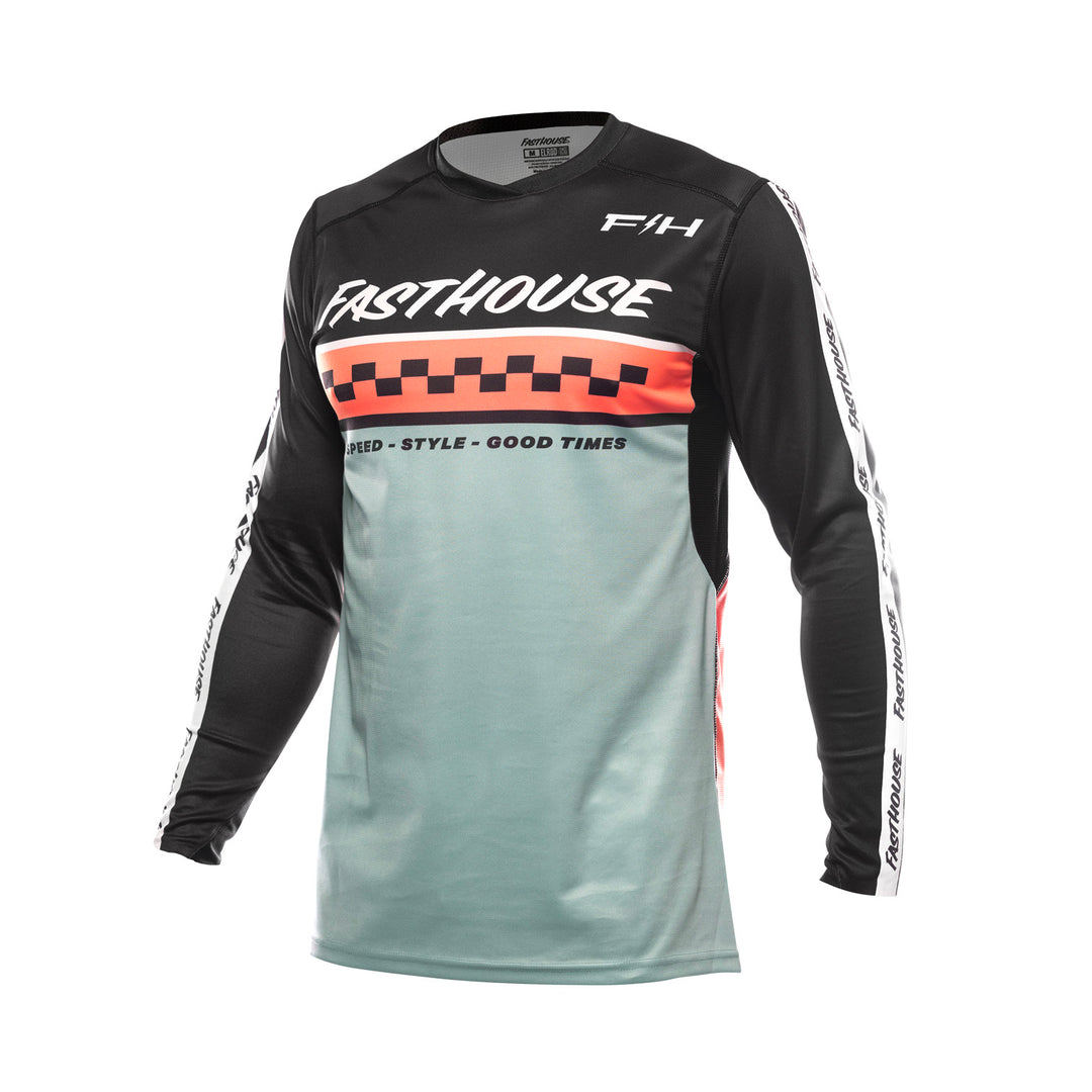 Fasthouse Youth Elrod Formula Jersey Oceanic Mint/Hyper Coral - Front View