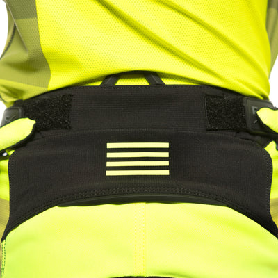 Fasthouse Youth Elrod Hypersonic Pant Hi-Viz - Close-Up of Rear Waist Graphic and Details