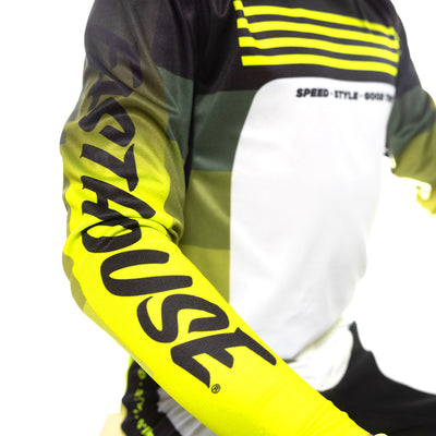 Fasthouse Youth Elrod Hypersonic Jersey Hi-Viz - Close-up of Sleeve Graphic