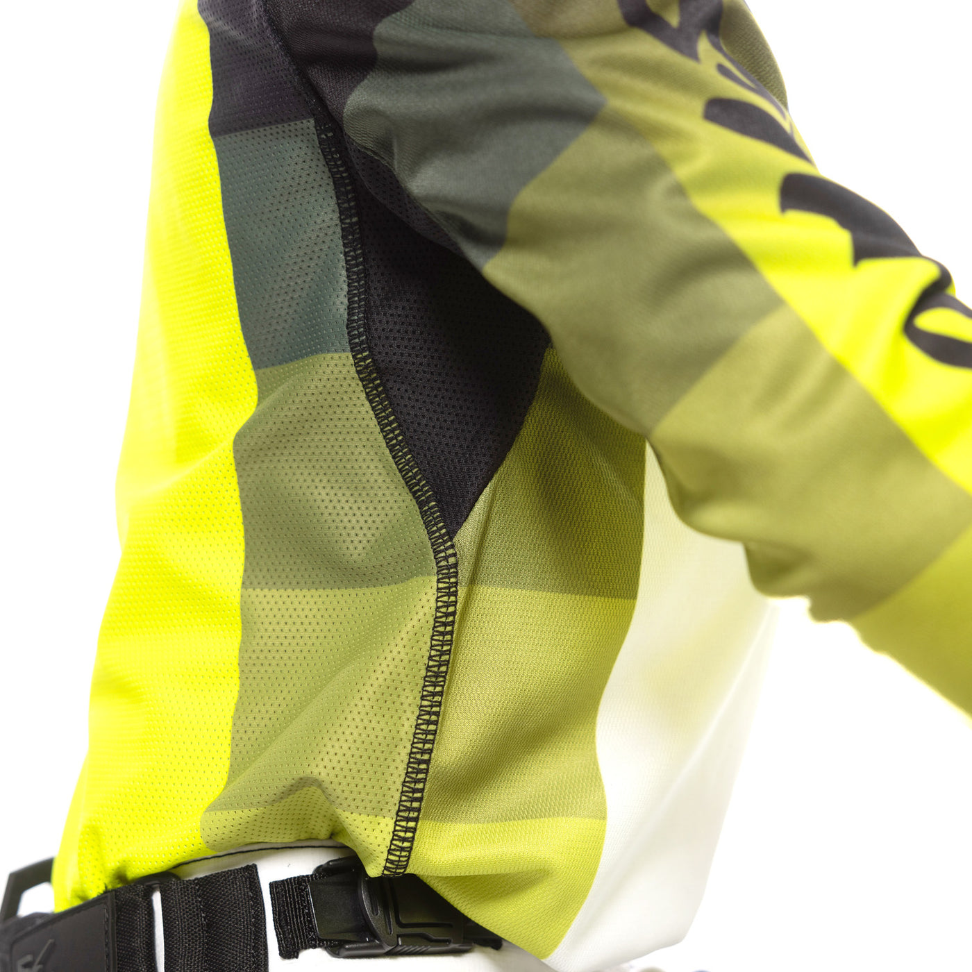 Fasthouse Youth Elrod Hypersonic Jersey Hi-Viz - Close-up of Side Rib and Armpit Ventilation and Details