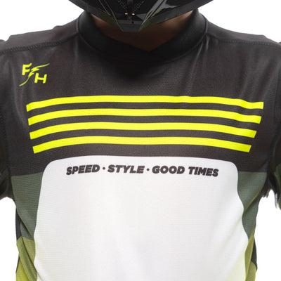 Fasthouse Youth Elrod Hypersonic Jersey Hi-Viz - Close-Up of Chest Graphics