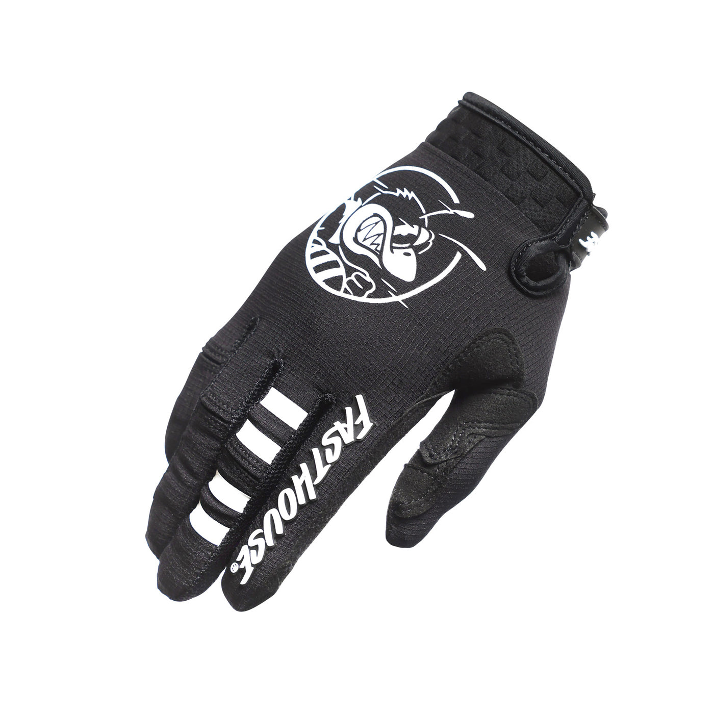 Fasthouse Youth Elrod OG Gloves Black - Back of Right Hand View