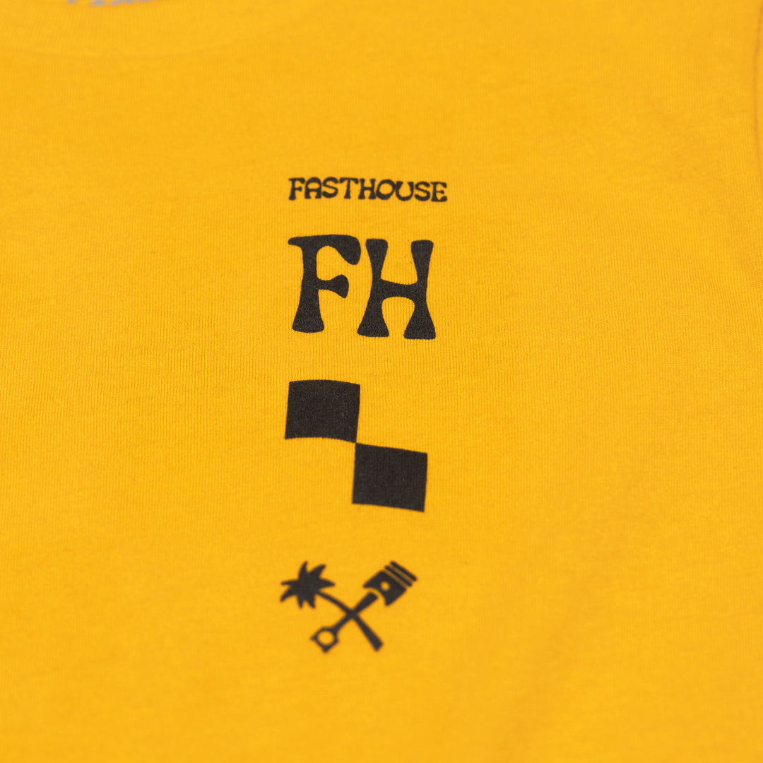 Fasthouse Youth Gold Mine SS Tee Vintage Gold - Close-Up of Graphic on Front