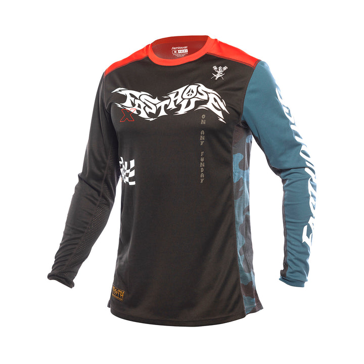 Fasthouse Youth Grindhouse Bereman Jersey Black/Infrared - Front View