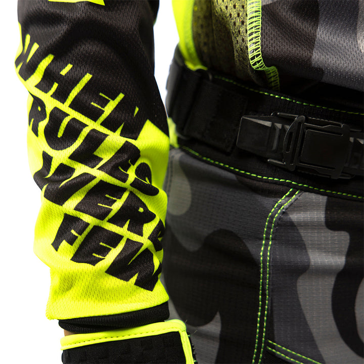 Fasthouse Youth Grindhouse Riot Jersey Black/Hi-Viz - Close-Up of Forearm Graphic