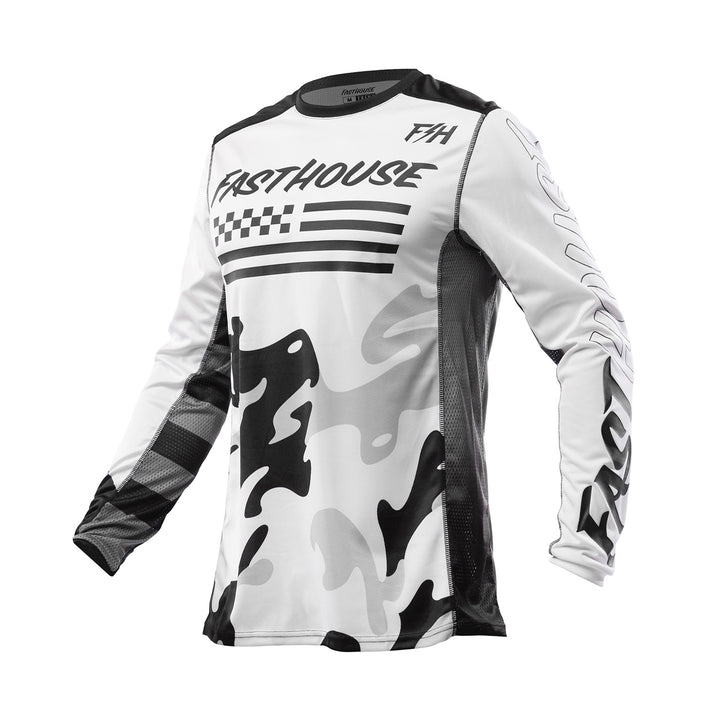 Fasthouse Youth Grindhouse Riot Jersey White/Black - Front View