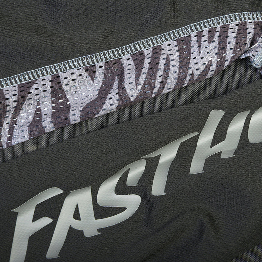 Fasthouse Youth Grindhouse Rufio Jersey Black - Close-Up of Side Ventilation and Sleeve Graphic