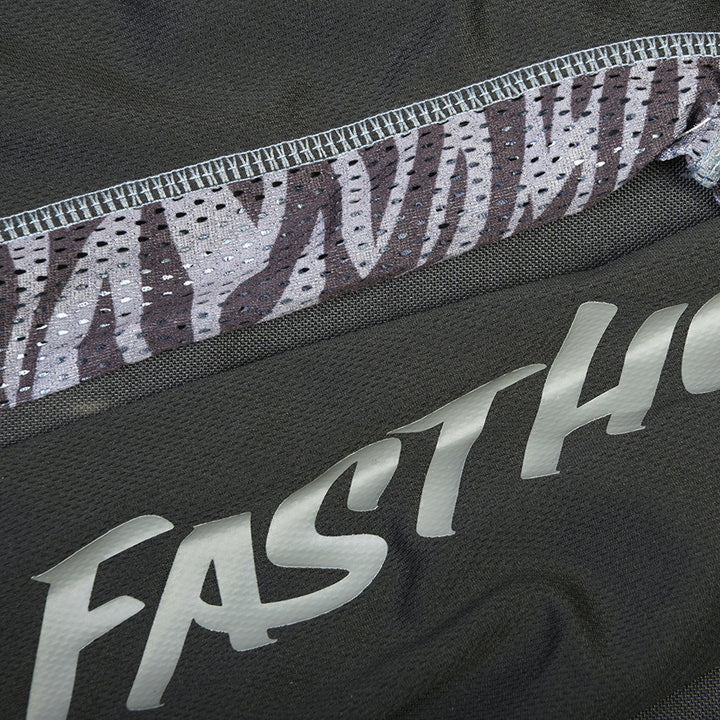 Fasthouse Youth Grindhouse Rufio Jersey Black - Close-Up of Side Ventilation and Sleeve Graphic