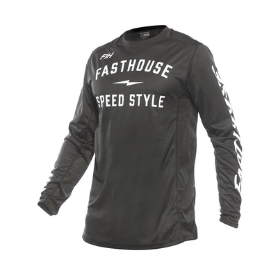 Fasthouse Youth Grindhouse Grit Jersey Black - Front View