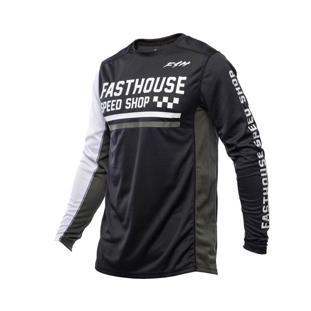 Fasthouse Youth Grindhouse Hudson Jersey Black/White - Front View