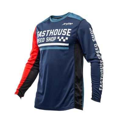 Fasthouse Youth Grindhouse Hudson Jersey Blue/Red - Front View