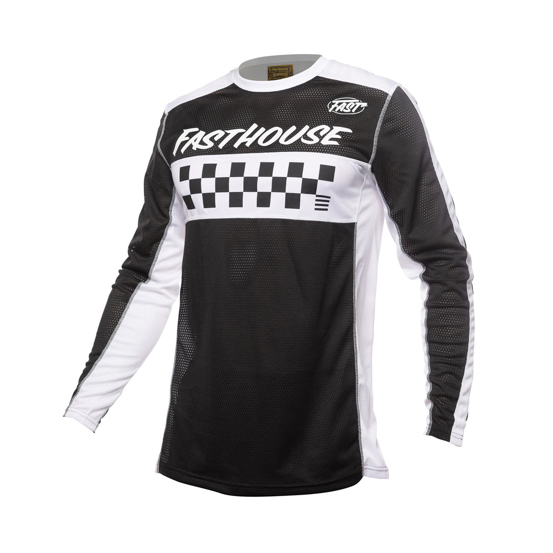 Fasthouse Youth Grindhouse Waypoint Jersey Black/White - Front View