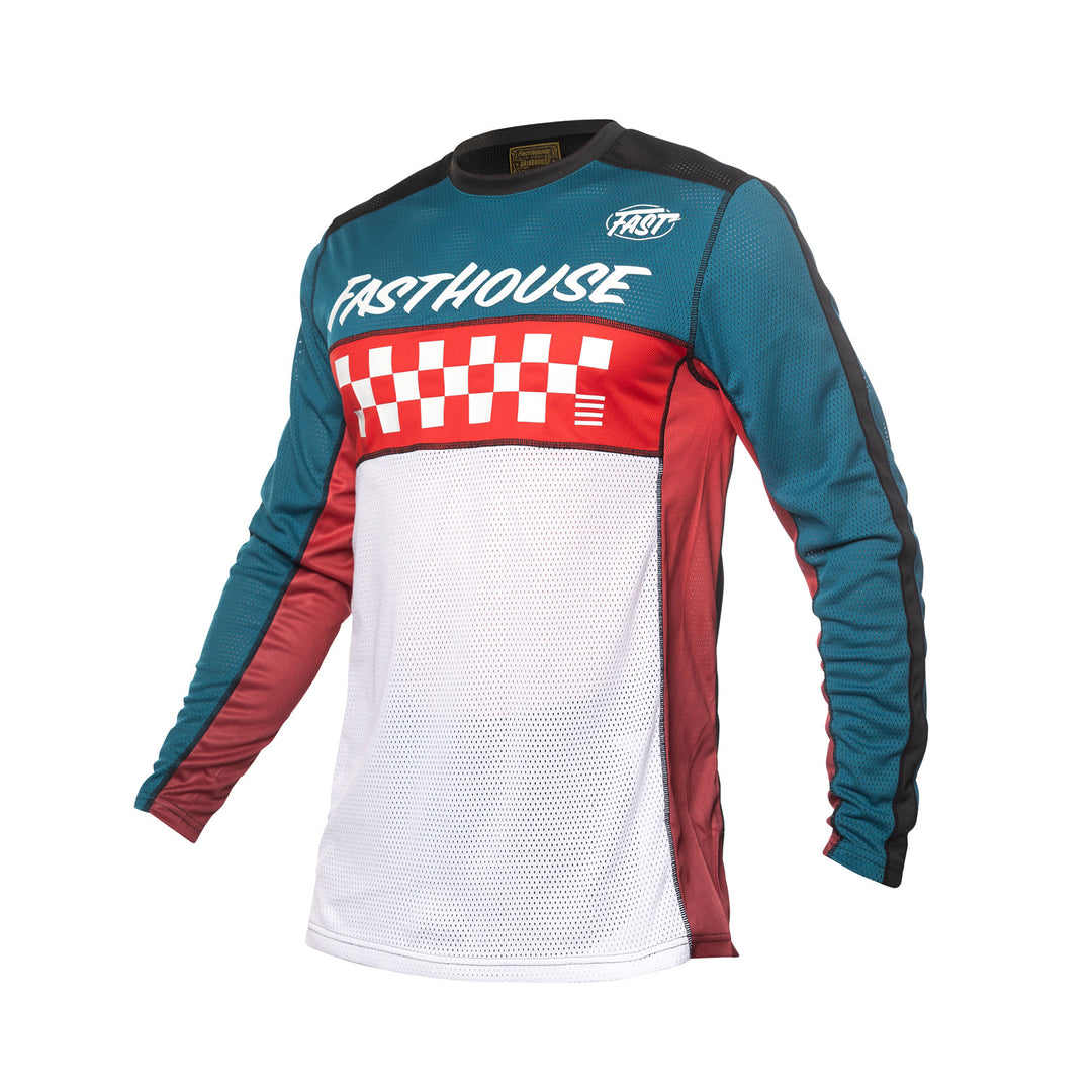 Fasthouse Youth Grindhouse Waypoint Jersey Marine/White - Front View