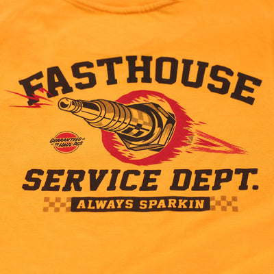 Fasthouse Youth Ignite Tee Vintage Gold - Close-Up of Graphic on Back