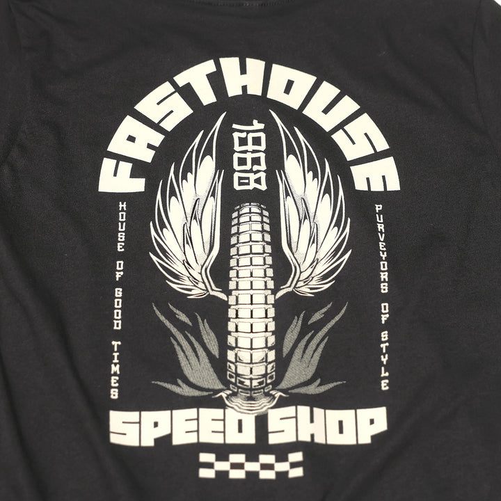 Fasthouse Youth Iron Steed Tee Black - Close-up of Graphic on Back