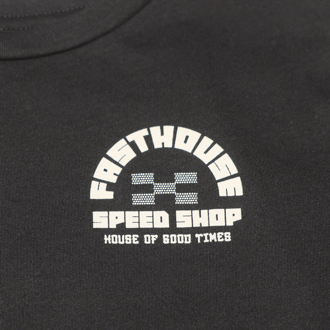 Fasthouse Youth Iron Steed Tee Black - Close-Up of Graphic on Front