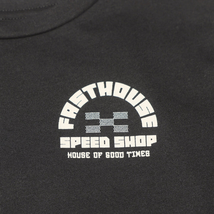 Fasthouse Youth Iron Steed Tee Black - Close-Up of Graphic on Front