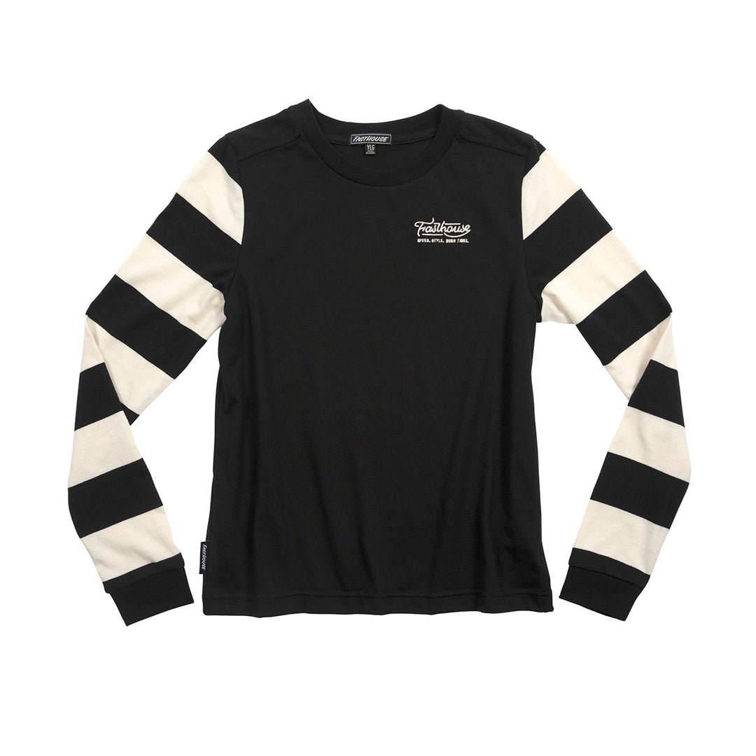 Fasthouse Youth Jailbreak Stripe Long Sleeve Tee Black - Front View
