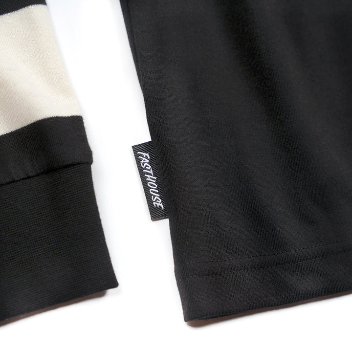Fasthouse Youth Jailbreak Stripe Long Sleeve Tee Black - Close-Up of Tag Sewn into Seam