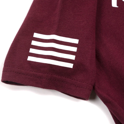 Fasthouse Youth Logo Tee Maroon - Close-Up of Graphic on Sleeve