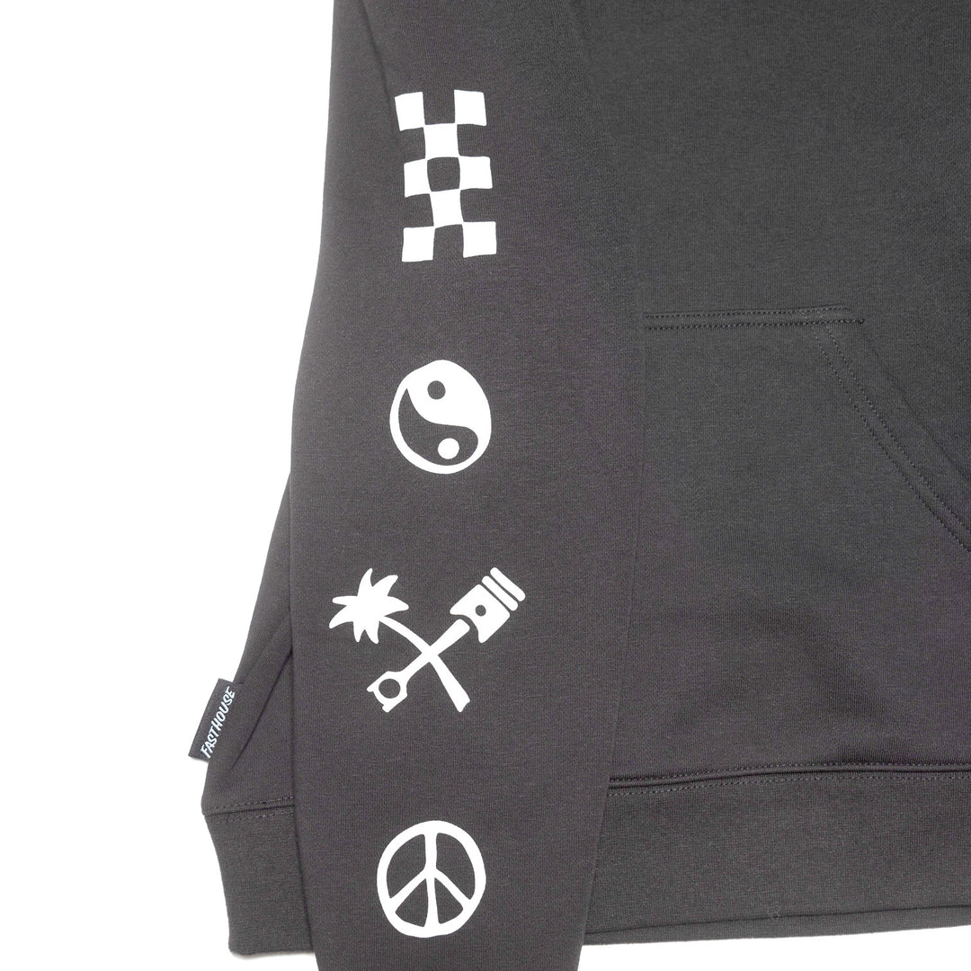 Fasthouse Youth Lost Boys Hooded Pullover Black - Close-Up of Graphic on Right Sleeve