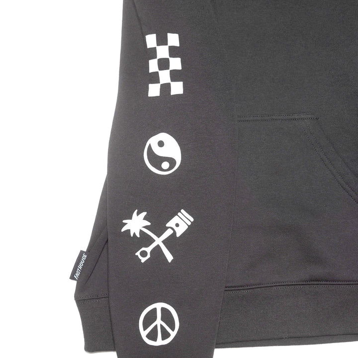 Fasthouse Youth Lost Boys Hooded Pullover Black - Close-Up of Graphic on Right Sleeve