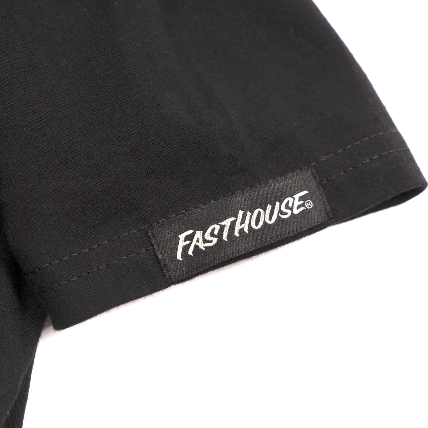 Fasthouse Youth Marauder Tee Black - Close-Up of Tag Sewn into Sleeve Hem