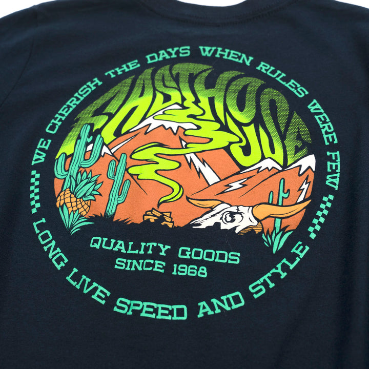 Fasthouse Youth Nomad Tee Midnight Navy - Close-Up of Graphic on Back