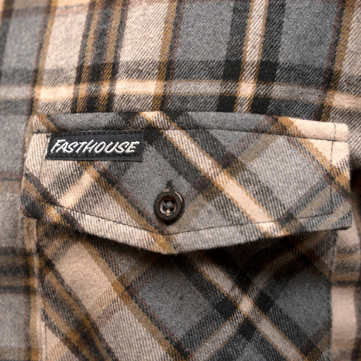 Fasthouse Youth Saturday Night Special Flannel Beige - Close-Up of Chest Pocket