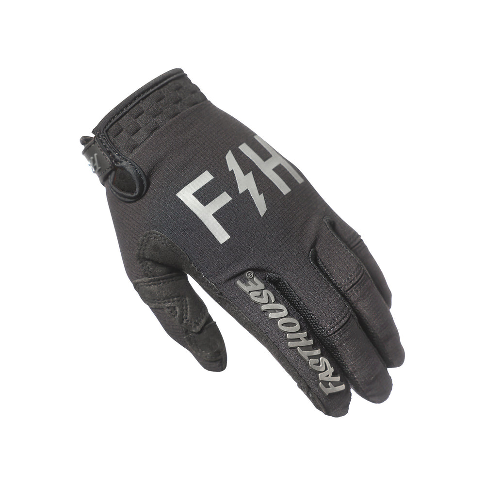 Fasthouse Youth Speed Style Akin Gloves Black/Gray - Back of Left Hand View