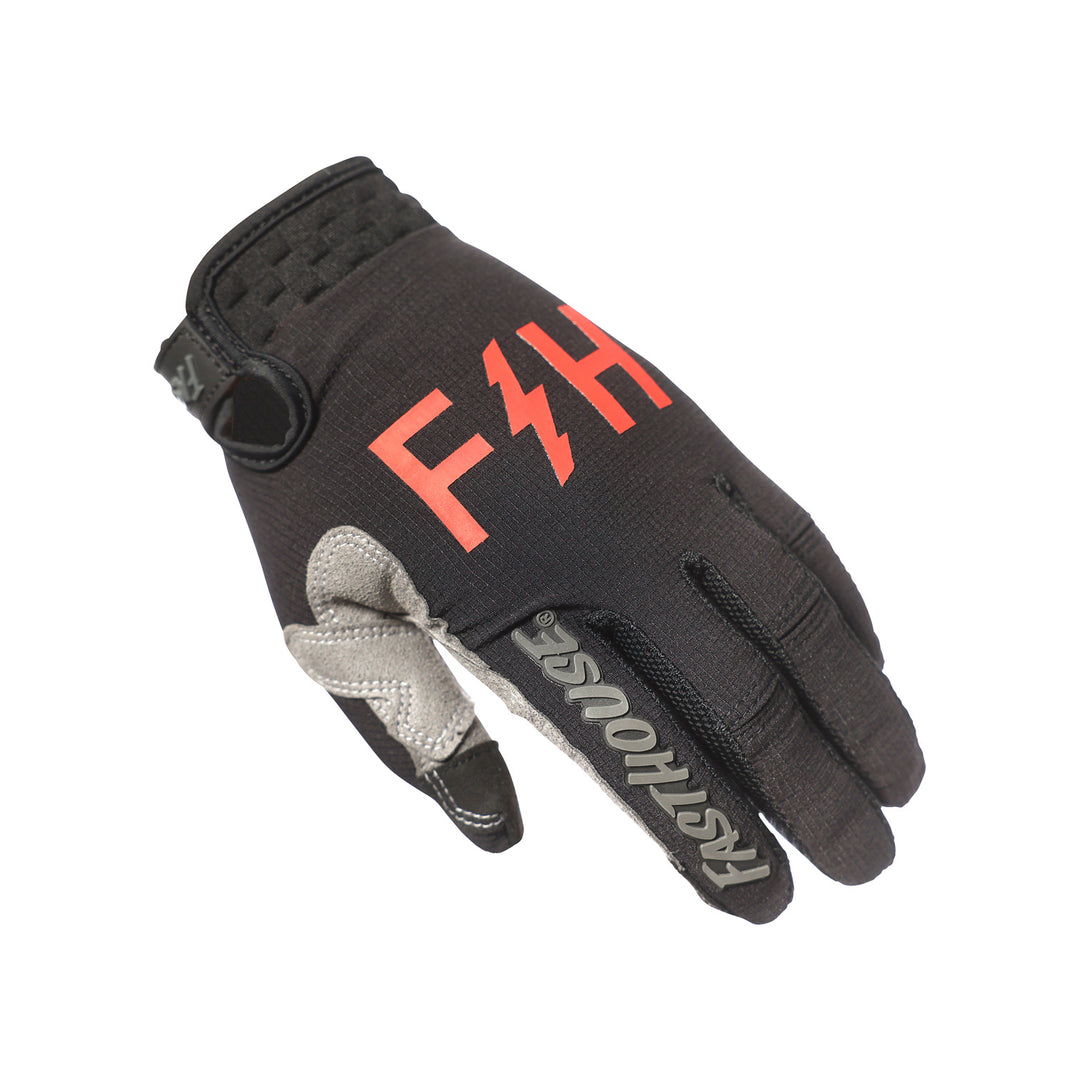 Fasthouse Youth Speed Style Akin Gloves Black/Red - Back of Left Hand View