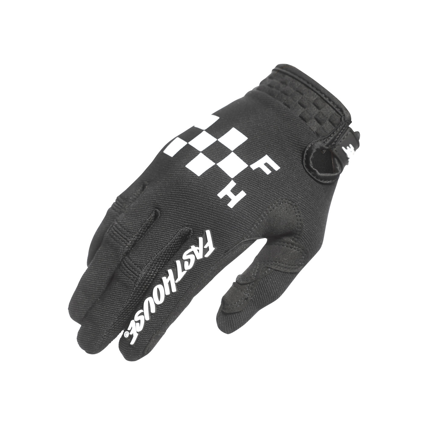 Fasthouse Youth Speed Style Grit Gloves Black - Back of Right Hand View