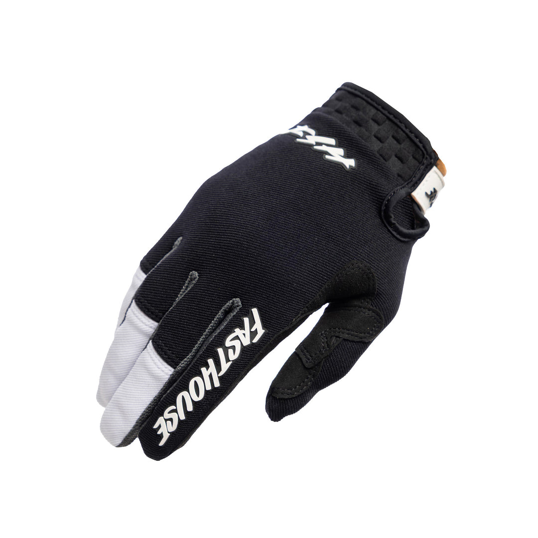 Fasthouse Youth Speed Style Hudson Gloves Black/White - Back of Right Hand View