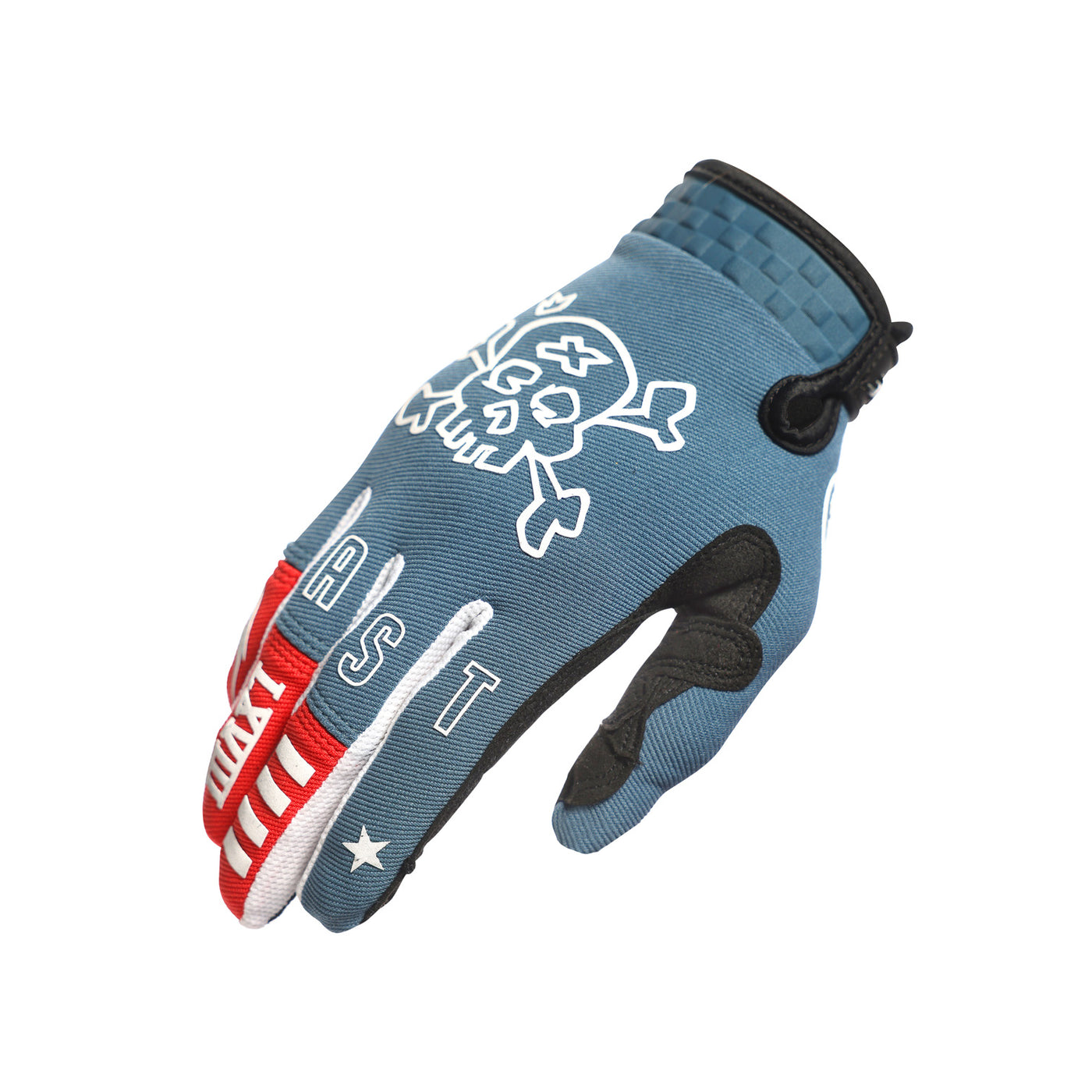 Fasthouse Youth Speed Style The Bird Gloves Teal - Back of Right Hand View