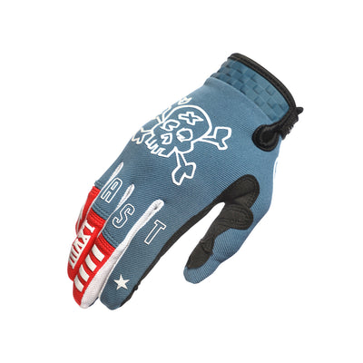 Fasthouse Youth Speed Style The Bird Gloves Teal - Back of Right Hand View