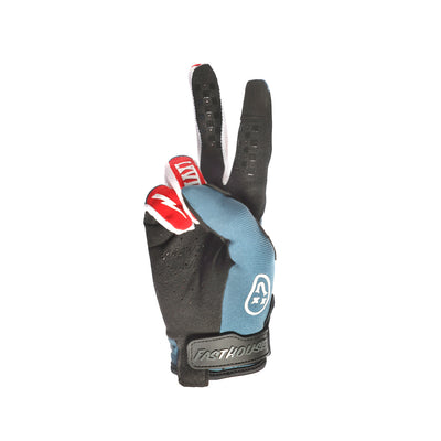 Fasthouse Youth Speed Style The Bird Gloves Teal - Palm View of Peace Sign