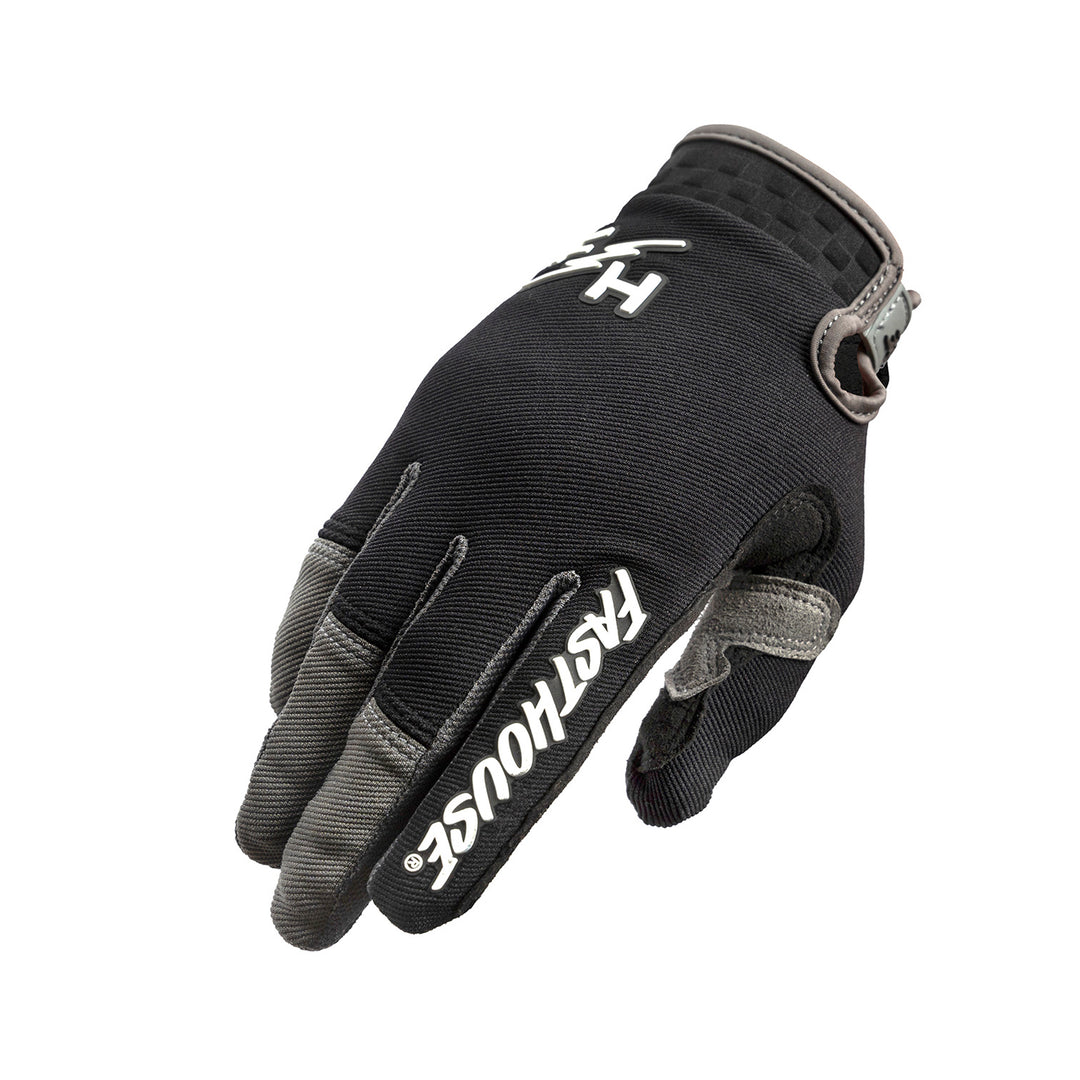 Fasthouse Youth Speed Style Glove Black/Gray - Back of Right Hand View